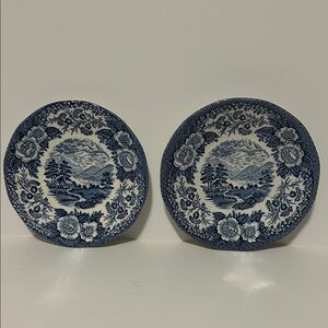 Set of 2 Saucers Lochs of Scotland Blue by ROYAL WARWICK